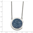 Stainless Steel Polished with Blue Druzy Stone Necklace