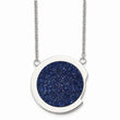 Stainless Steel Polished with Blue Druzy Stone Necklace