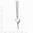 Stainless Steel Polished Heart w/CZ and Key Necklace