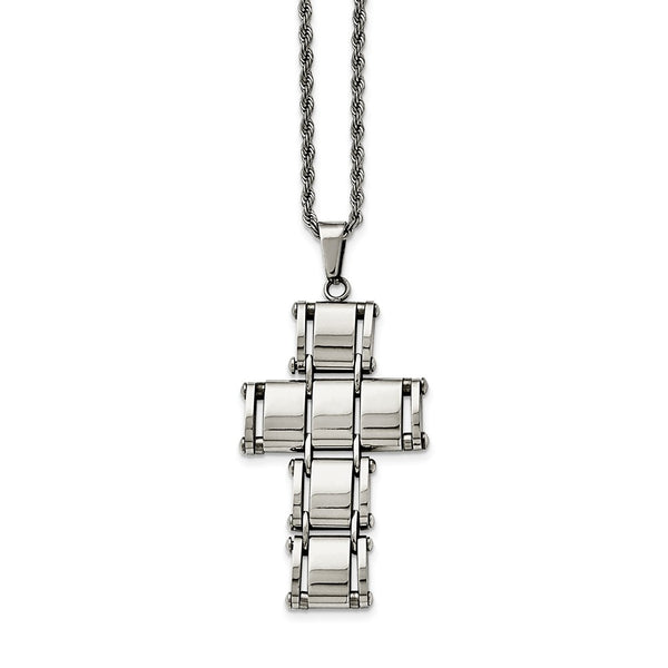 Stainless Steel Polished Moveable Cross Necklace