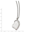 Stainless Steel Polished White Cat's Eye Heart Necklace