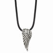 Stainless Steel Polished and Antiqued Wing Necklace