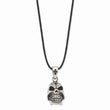 Stainless Steel Polished and Antiqued Moveable Skull Necklace