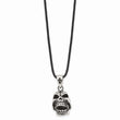 Stainless Steel Polished and Antiqued Moveable Skull Necklace