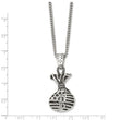 Stainless Steel Polished and Antiqued Money Bag Necklace