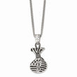 Stainless Steel Polished and Antiqued Money Bag Necklace