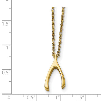 Stainless Steel Polished Yellow IP-plated Wishbone Necklace