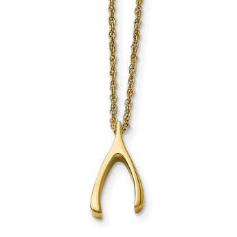 Stainless Steel Polished Yellow IP-plated Wishbone Necklace