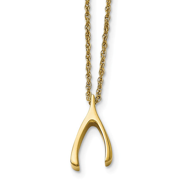 Stainless Steel Polished Yellow IP-plated Wishbone Necklace