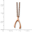Stainless Steel Polished Rose IP-plated Wishbone Necklace