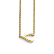 Stainless Steel Polished Yellow IP-plated Sideways Wishbone Necklace
