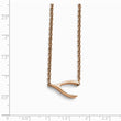 Stainless Steel Polished Rose IP-plated Sideways Wishbone Necklace