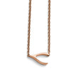 Stainless Steel Polished Rose IP-plated Sideways Wishbone Necklace