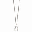 Stainless Steel Polished Wishbone Imitation Pearl 16in Necklace