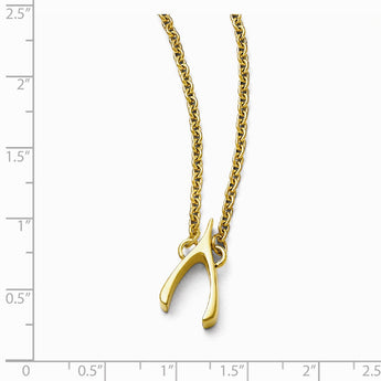 Stainless Steel Polished Yellow IP-plated Wishbone Necklace