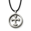 Stainless Steel Polished Cross Leather Cord Necklace