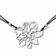 Stainless Steel Polished Flower w/Black Leather Cord 19.25in Necklace
