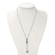 Stainless Steel Antiqued &Polished CZ Adjustable up to 29.5in Necklace