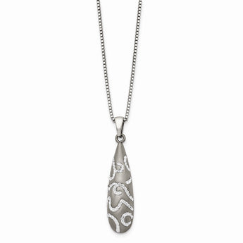 Stainless Steel Polished Crystal Pendant Necklace