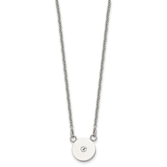 Stainless Steel Polished CZ Necklace