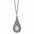 Stainless Steel Polished Marcasite Cat's Eye Necklace