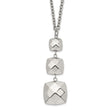 Stainless Steel Polished Hollow Squares Dangle Necklace