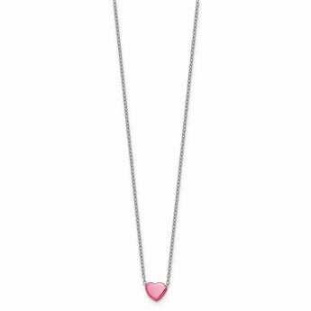 Stainless Steel Pink IP-plated Polished Heart Necklace