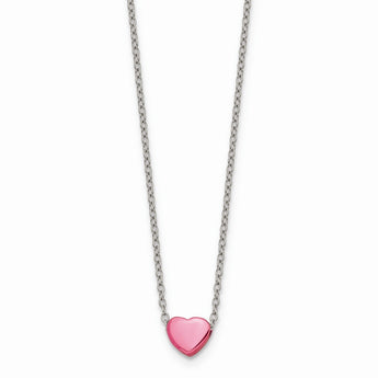 Stainless Steel Pink IP-plated Polished Heart Necklace