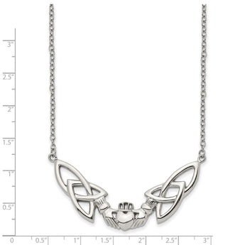 Stainless Steel Polished Claddagh Necklace