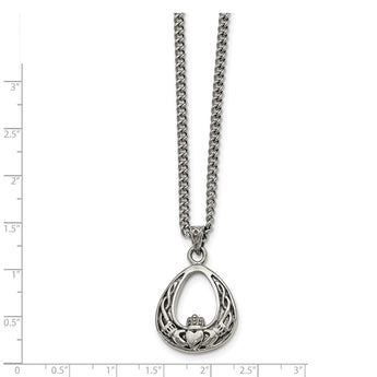 Stainless Steel Polished Claddagh Necklace