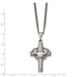 Stainless Steel Polished Claddagh Cross Necklace