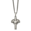 Stainless Steel Polished Claddagh Cross Necklace