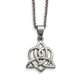 Stainless Steel Polished Heart with Trinity Knot Necklace