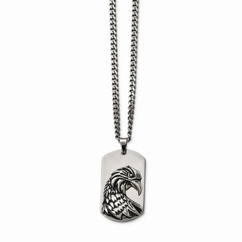 Stainless Steel Polished and Antiqued Eagle Necklace