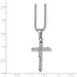 Stainless Steel Polished Cross w/Jesus Necklace