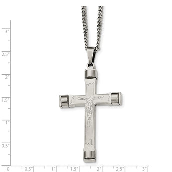 Stainless Steel Brushed and Polished Cross Necklace