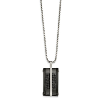 Stainless Steel Polished Black IP-plated Wire Necklace