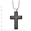 Stainless Steel Polished Black IP-plated Cross Necklace