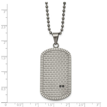 Stainless Steel Antiqued Polished and Brushed CZ Necklace