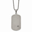 Stainless Steel Antiqued Polished and Brushed CZ Necklace