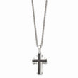 Stainless Steel Polished Black IP-plated Cross Necklace