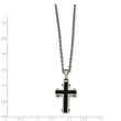 Stainless Steel Polished Black IP-plated Cross Necklace