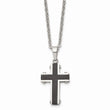 Stainless Steel Polished Black IP-plated Cross Necklace