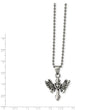 Stainless Steel Polished and Antiqued Cross w/Wings Necklace