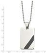 Stainless Steel Polished Black Carbon Fiber Inlay 24in Necklace