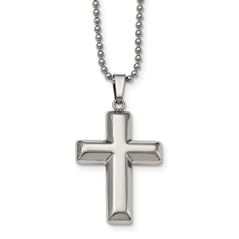 Stainless Steel Polished Hollow Cross Necklace