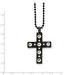 Stainless Steel Brushed and Polished Black IP-plated Cross Necklace