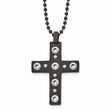 Stainless Steel Brushed and Polished Black IP-plated Cross Necklace