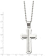 Stainless Steel Polished and Brushed Cross Necklace