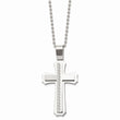 Stainless Steel Polished and Brushed Cross Necklace